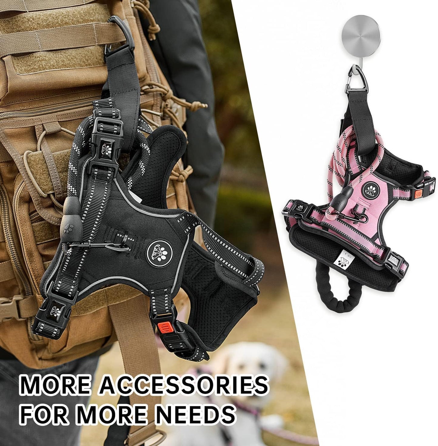 NESTROAD No Pull Dog Harness,Adjustable Oxford Dog Vest Harness with Leash,Reflective No-Choke Pet Harness with Easy Control Soft Handle for Small Dogs(Small,Pink)