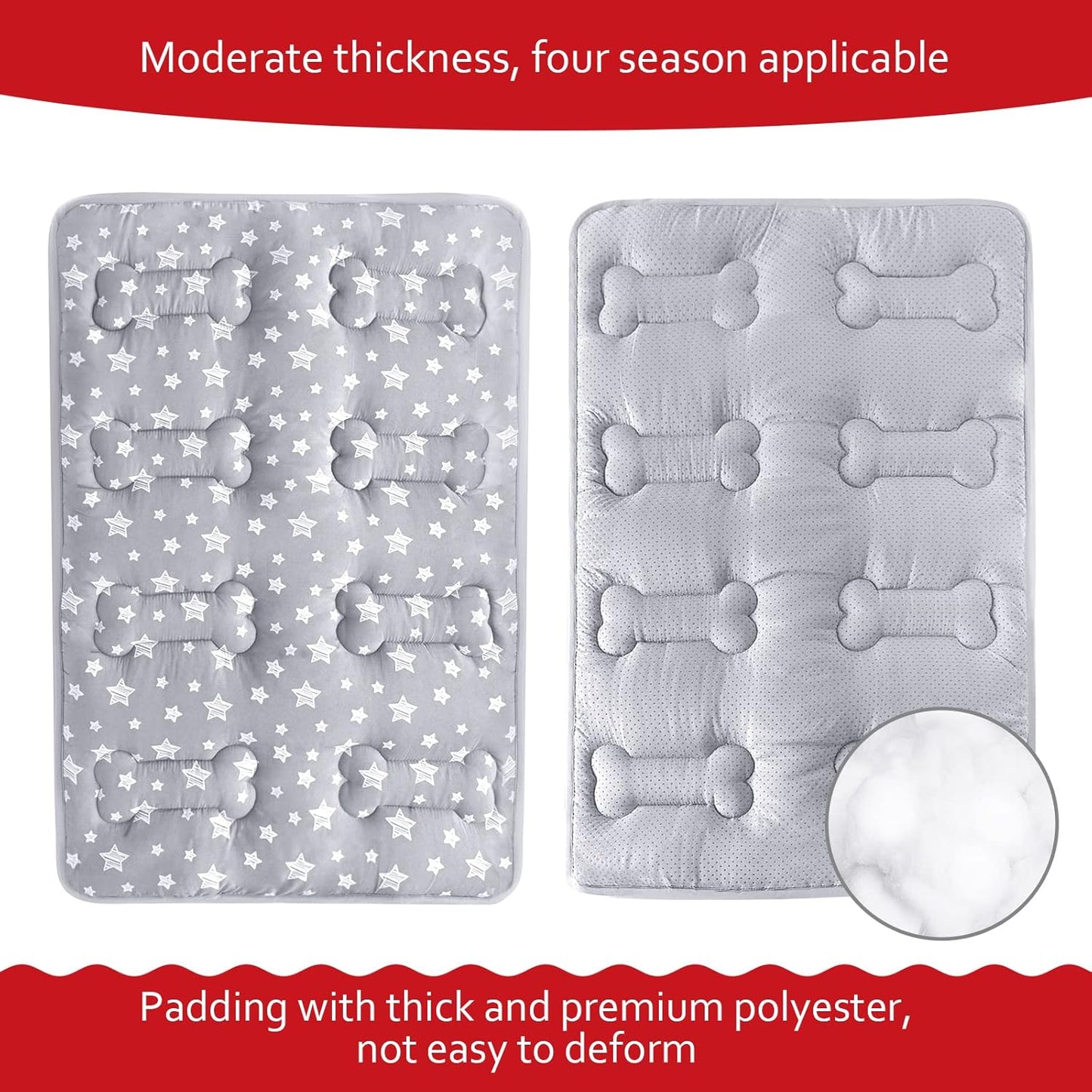 Dog Crate Mat (42" X 28"), Soft Dog Bed Mat with Cute Prints, Personalized Crate Pad, Anti-Slip Bottom, Machine Washable Kennel Pad