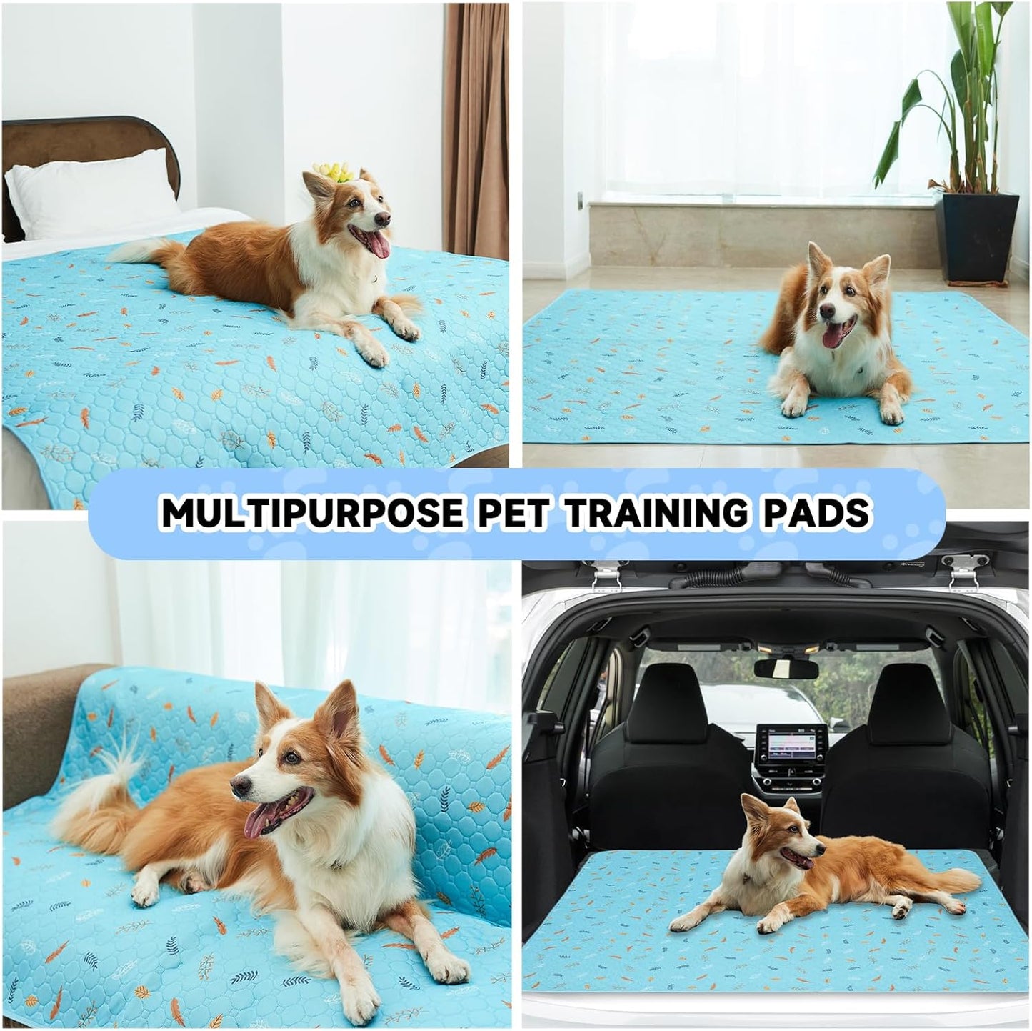 Sunheir Washable Pee Pads for Dogs 72"x72", Extra Large Reusable Puppy Pads Pet Training Pads for Dog Playpen, Waterproof Pee Pads for Puppy Playpen, Whelping Pad, Dog Playpen Indoor - Sky Blue