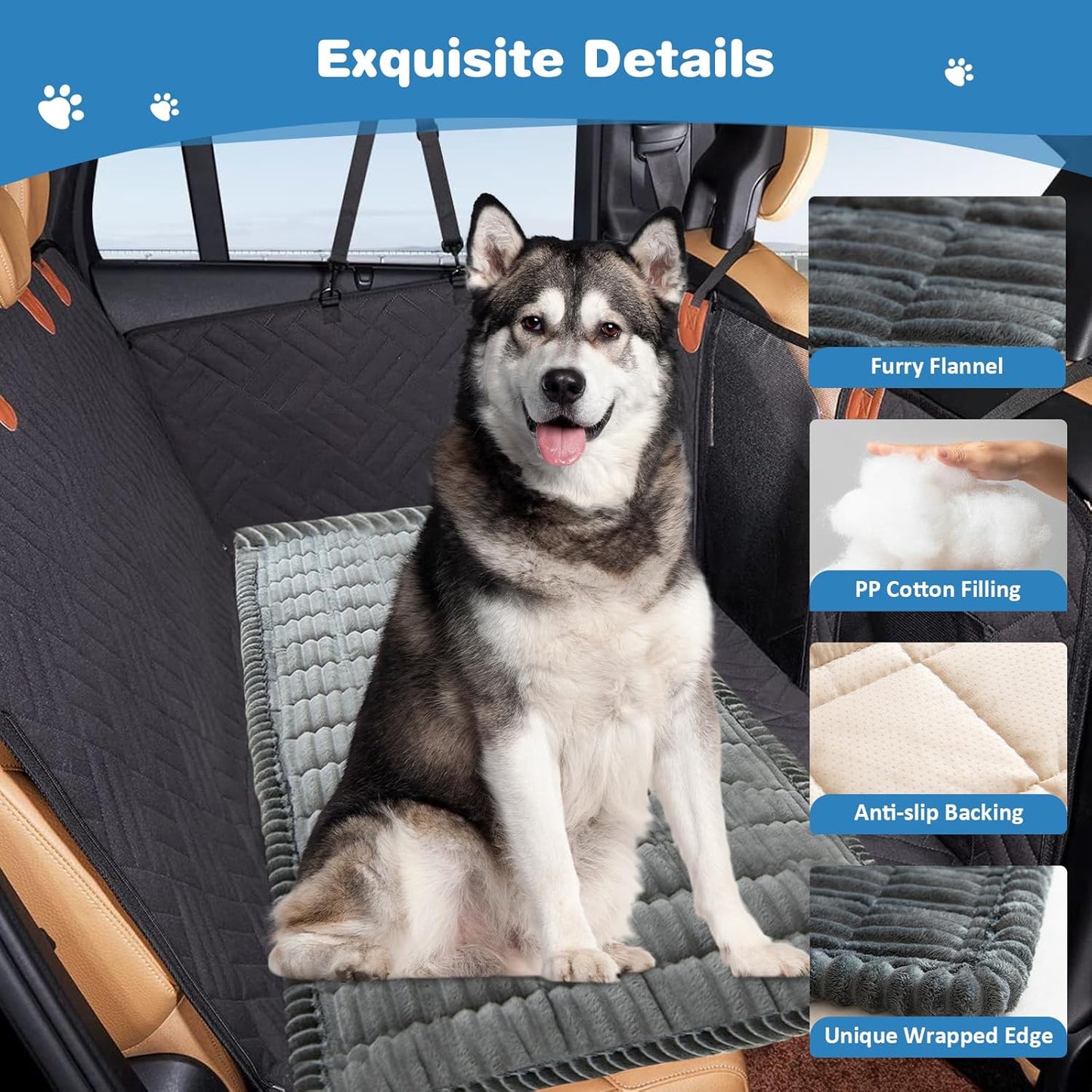 VClife Dog Bed for Car Backseat Anti Slip Pet Travel Bed, Soft Furry Cat Pet Bed Mat Washable Seat Cover for Car, Floor, Sofa, Portable Blanket, Custom Fit for Backseat Extender (Dark Gray, 51"×23.6")