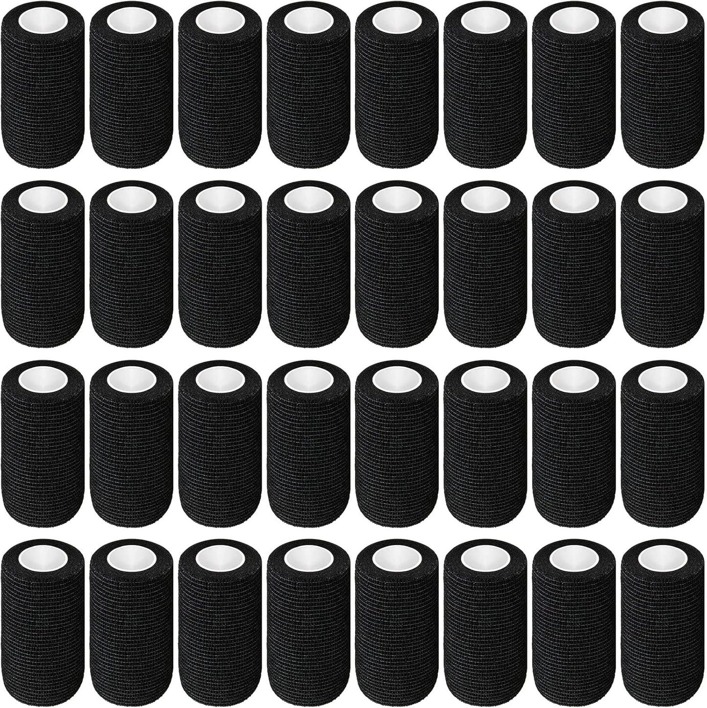 Treela 36 Pcs Self Adherent Bandage 4" X 5 Yard Wrap Breathable Cohesive Bandage Elastic Adhesive Tape for Stretch Athletic Sports Wrist Ankle(Black)