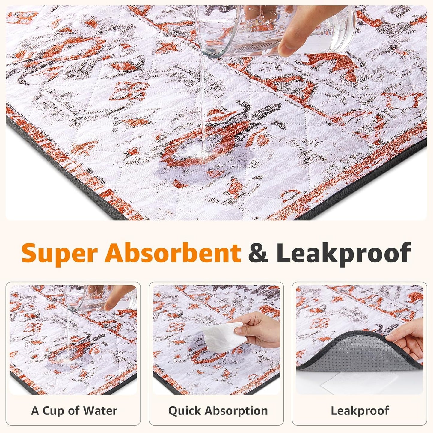 LOOBANI Reusable Pee Pads for Dogs, 2 Pack Super Absorbent Washable Puppy Pee Pads, Waterproof Non-Slip Whelping Pad for Floor Playpen Crate Couch-36 x48 (Red-Orange)