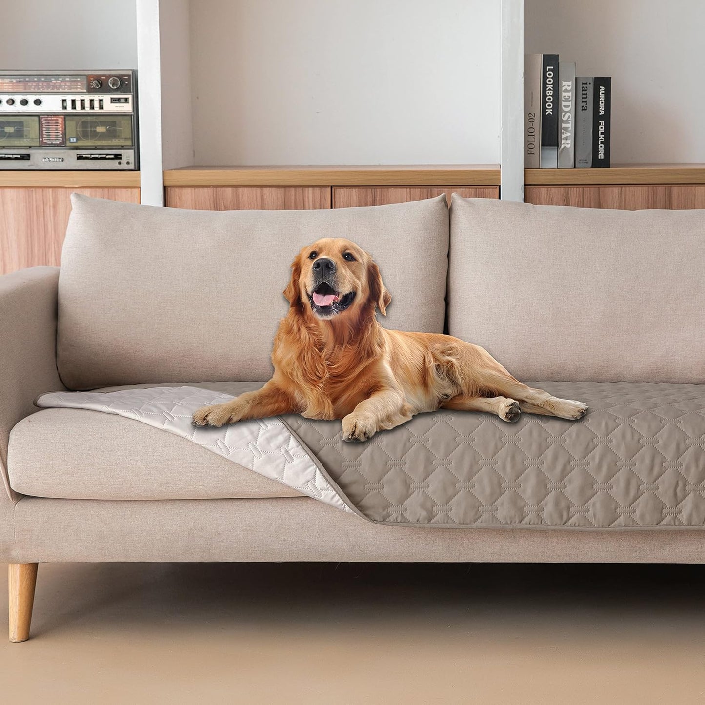 gogobunny 100% Double Sided Waterproof Dog Blanket Soft Pet Bed Cover Reversible Protect Furniture Couch Sofa Car for Puppy Cat Kids (Dark Stone/Light Stone, 30x80 Inch (Pack of 1))