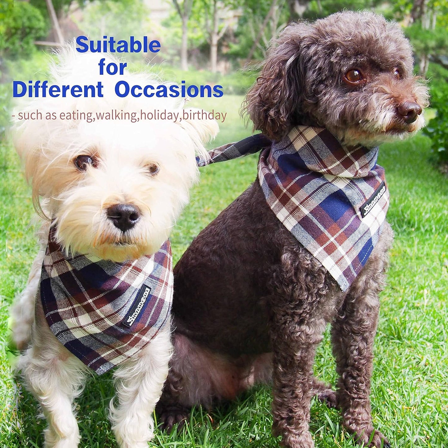 Adjustable Plaid Dog Bandanas,1PC Soft Washable Cotton Triangle Bib Kerchief Scarfs for Small Medium Large Dogs and Cats (Pink, Small)