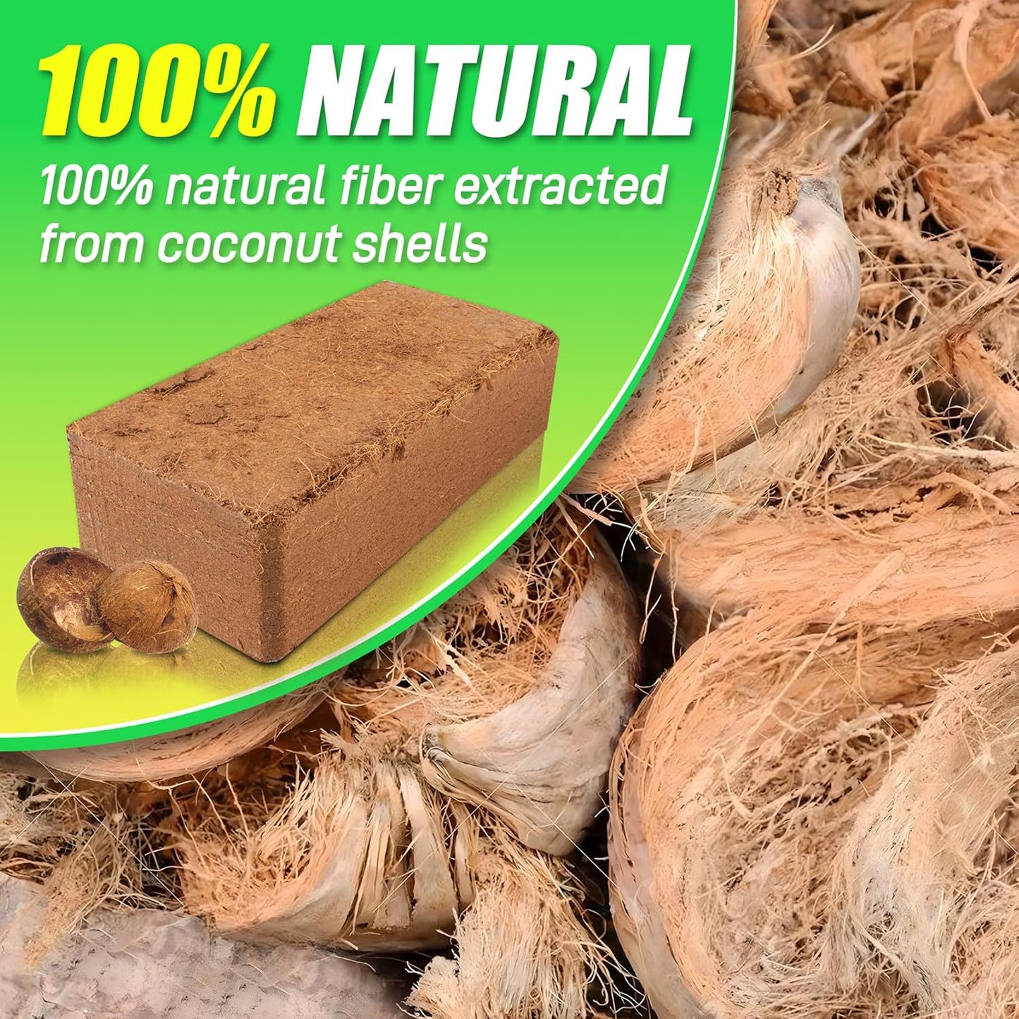Coco Coir Brick for Plants-6 Pack Premium Coconut Bricks, 100% Organic Peat Moss, Fiber Coconut Husk for Planting, Gardening, Potting Soil Substrate