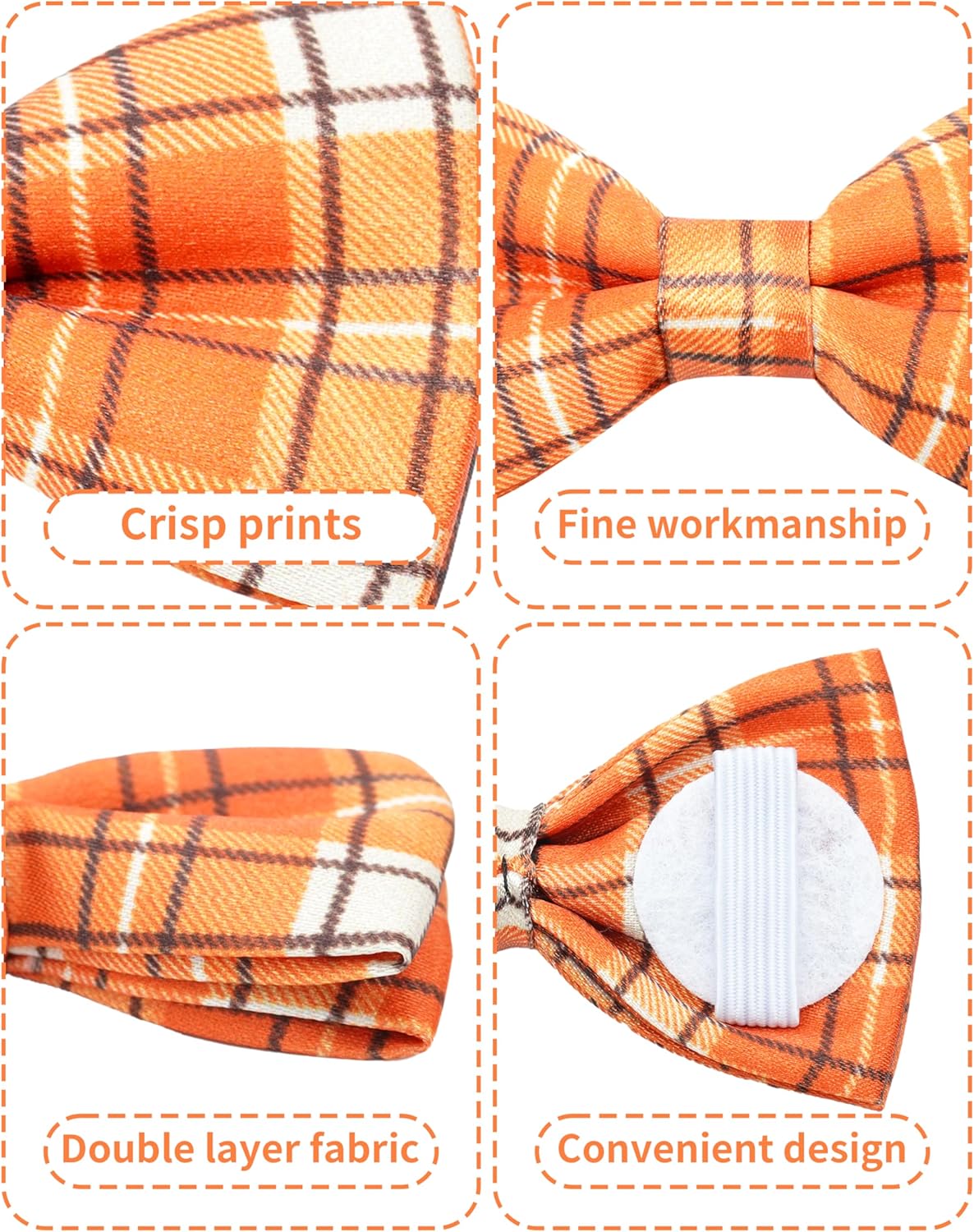 PET SHOW 10 Pack Plaid Big Dog Bow Ties for Large Medium Dogs Sliding Collar Attachments Classic Bowties Rainbow Bowknots Christmas Party Holiday Pet Grooming Accessories(Large)