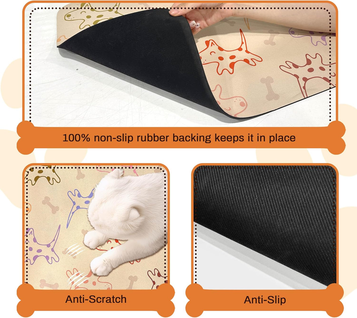 Pet Feeding Mat for Floors Waterproof Dog Mat for Food and Water Absorbent Quick Dry Non Slip mat for Cat Bowls