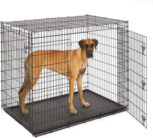 MidWest Homes for Pets Solutions Series XXL Double Door 54-Inch Dog Crate for the Largest Breeds, Sturdy Drop Pin Assembly, Black E-Coated, SL54DD