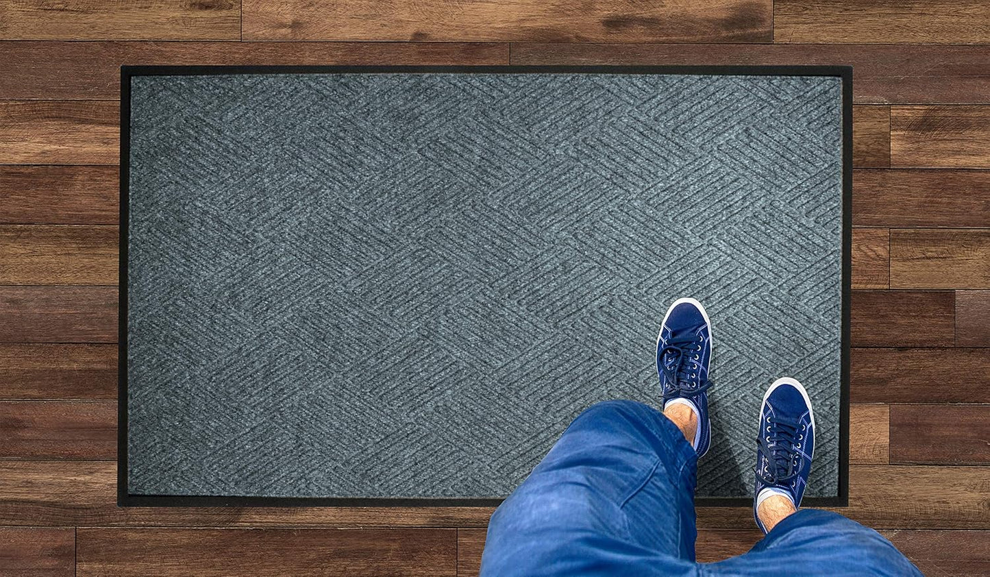 WaterHog Diamond | Commercial-Grade Entrance Mat with Rubber Border – Indoor/Outdoor and Quick Drying Door Mat (Bluestone, 6' x 8.4')